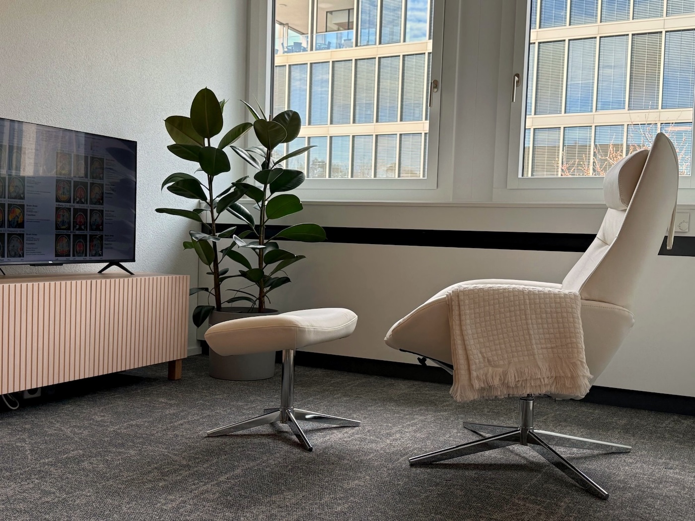 Espace de travail pour les séances de neurofeedback et biofeedback